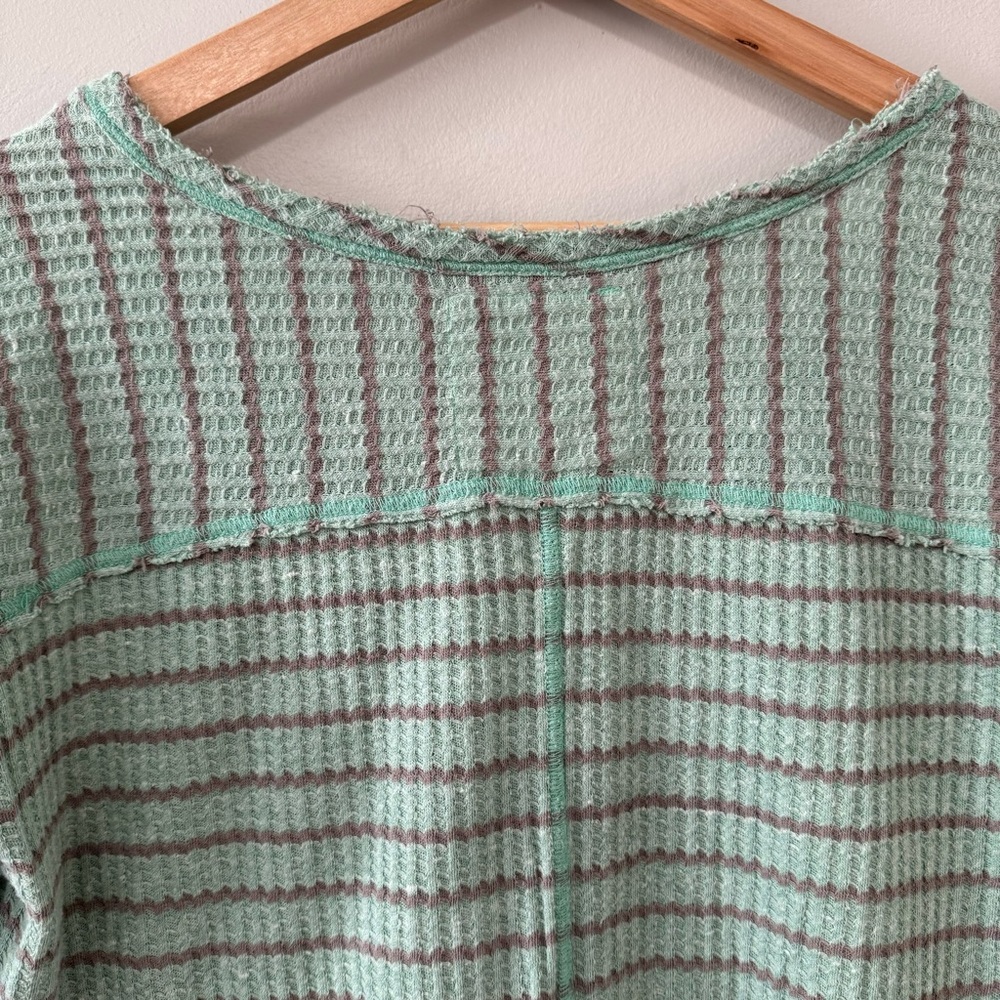 Free People Auntie Em Thermal Waffle Knit Top Oversized Peplum Small - Picture 9 of 14